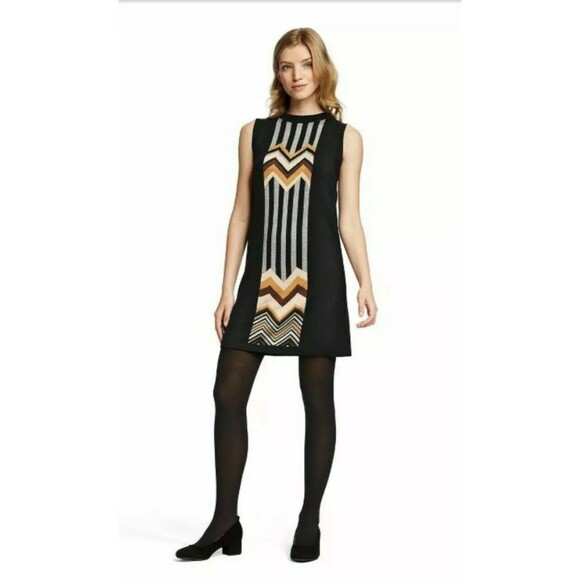 Missoni Target Black Chevron Stripe Zigzag Sweater Mini Dress Size XS Sleeveless - Picture 1 of 12
